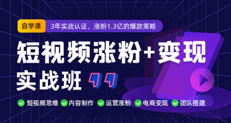 短视频涨粉+变现实战班