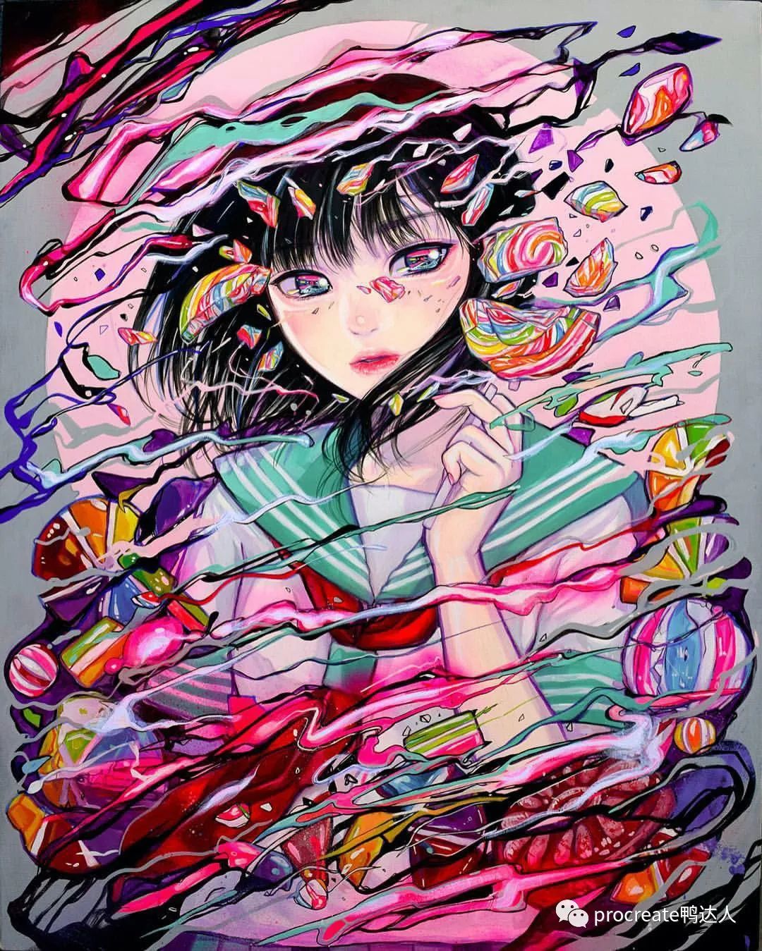 图片[1]-极具复古风的糖果味少女插画集分享！速速来学习！【867期】-yadaren