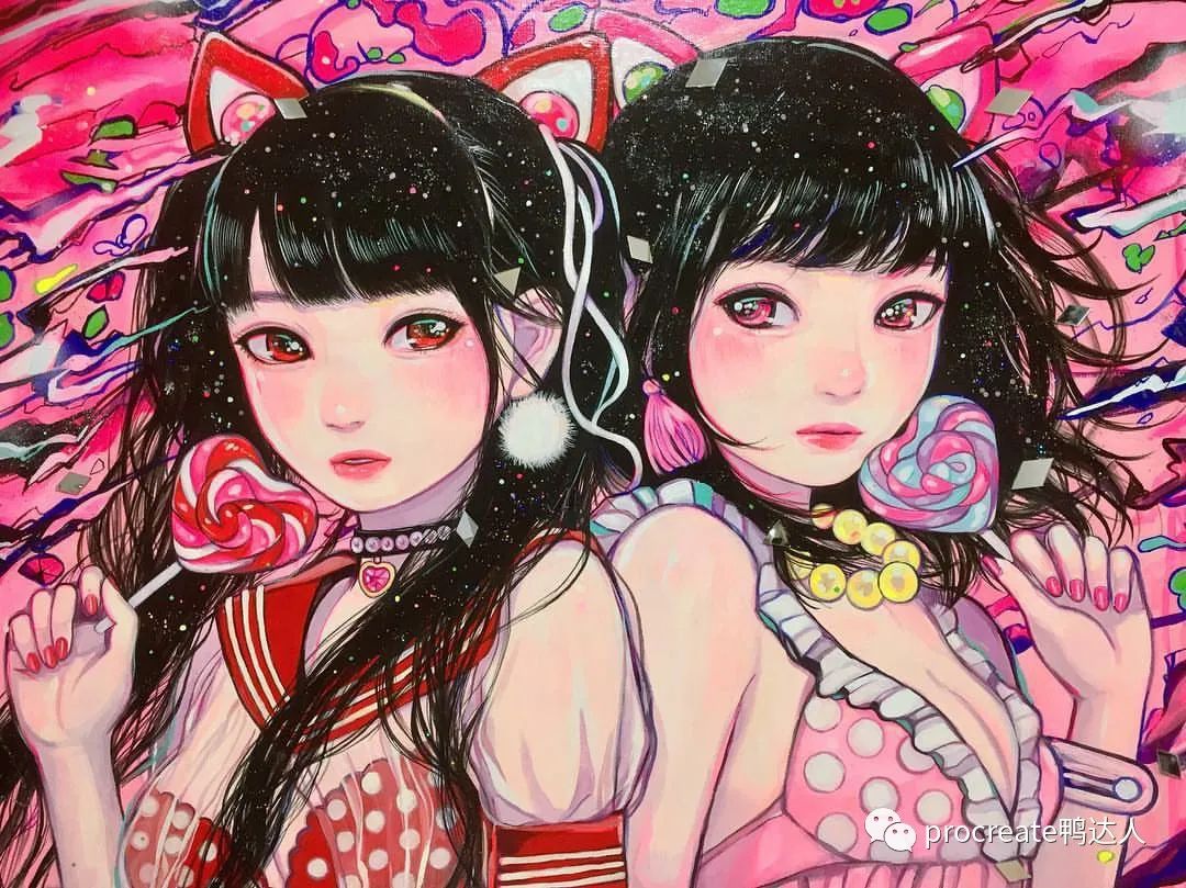 图片[4]-极具复古风的糖果味少女插画集分享！速速来学习！【867期】-yadaren