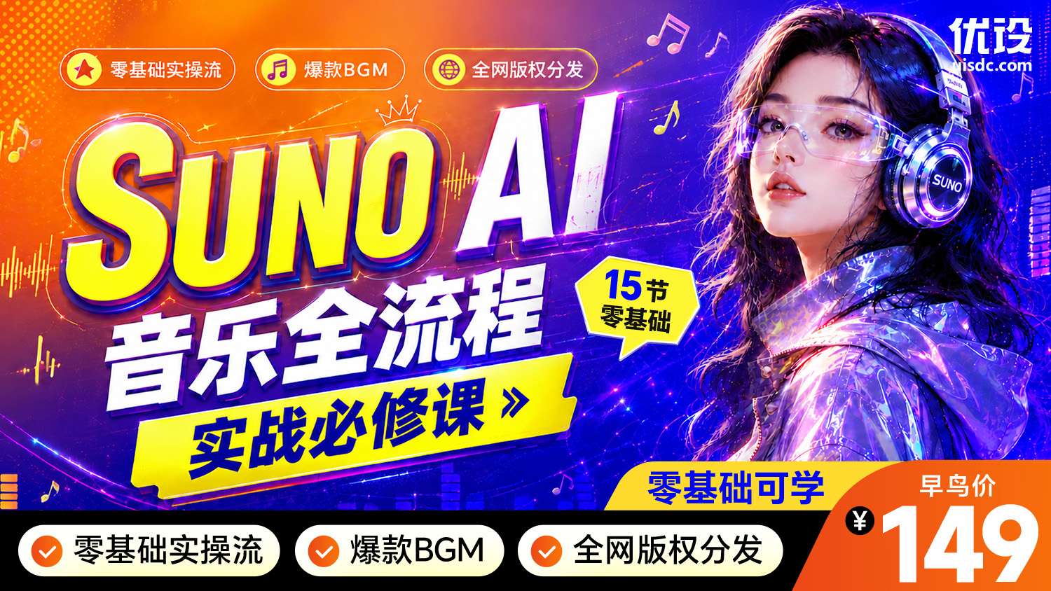 15节零基础 Suno AI 音乐全流程实战必修课