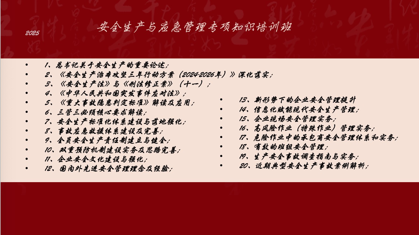 2025安全生产与应急管理专项培训