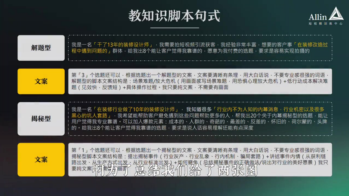 最能凸显自己专业的脚本「教知识」2