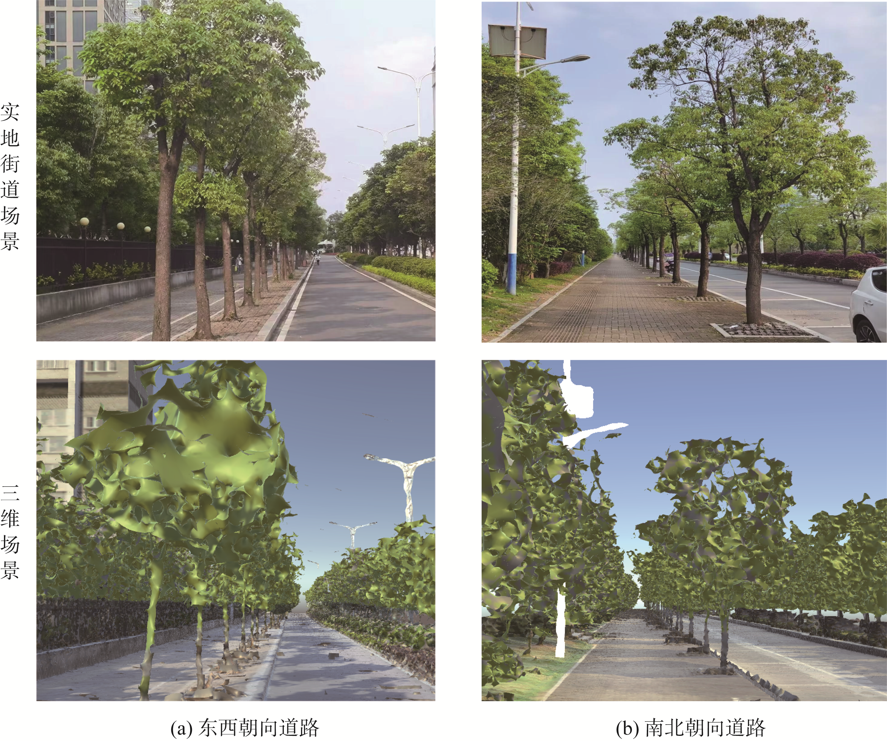 实景与三维模拟的街道场景