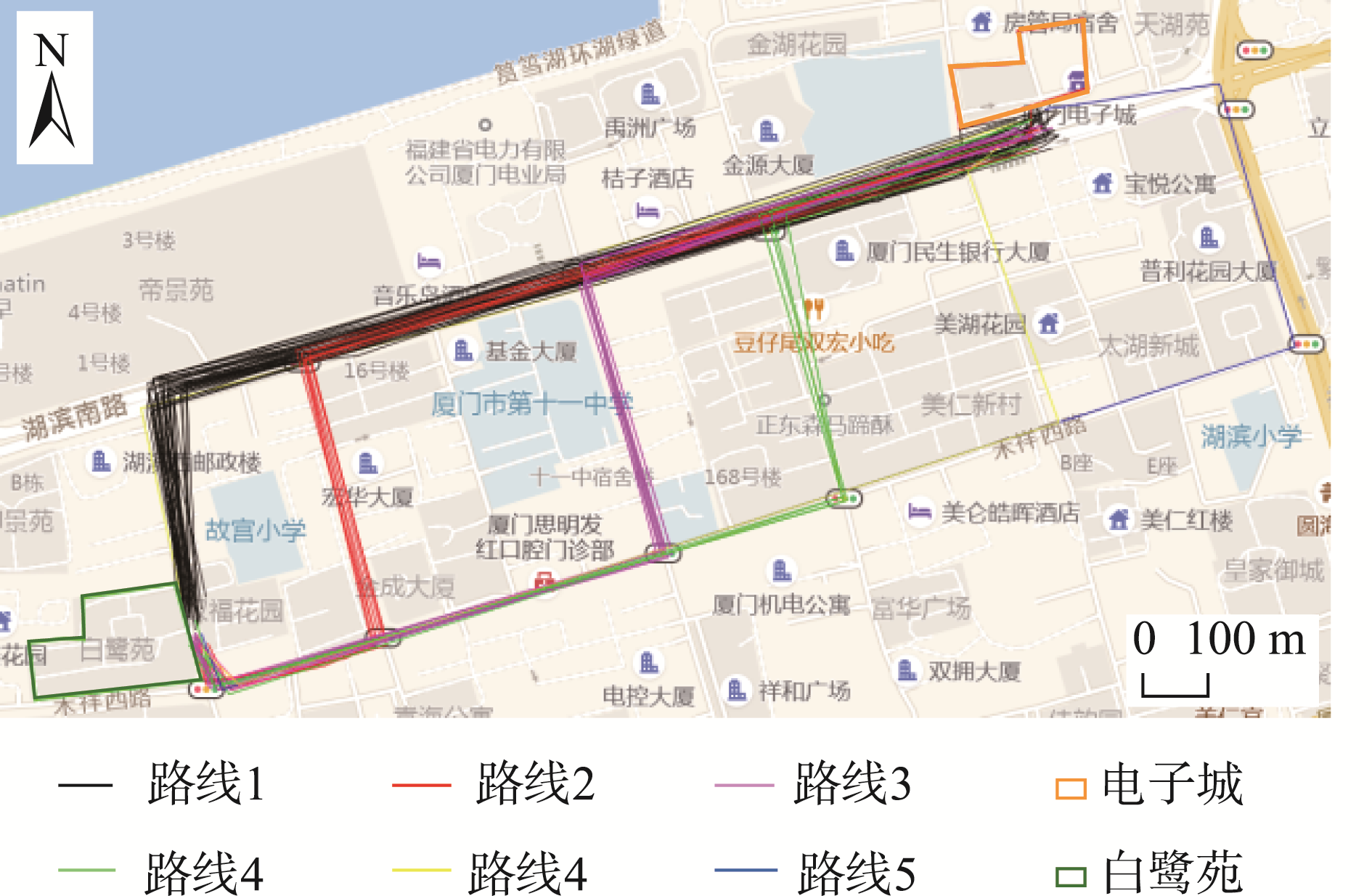共享单车轨迹分布示例