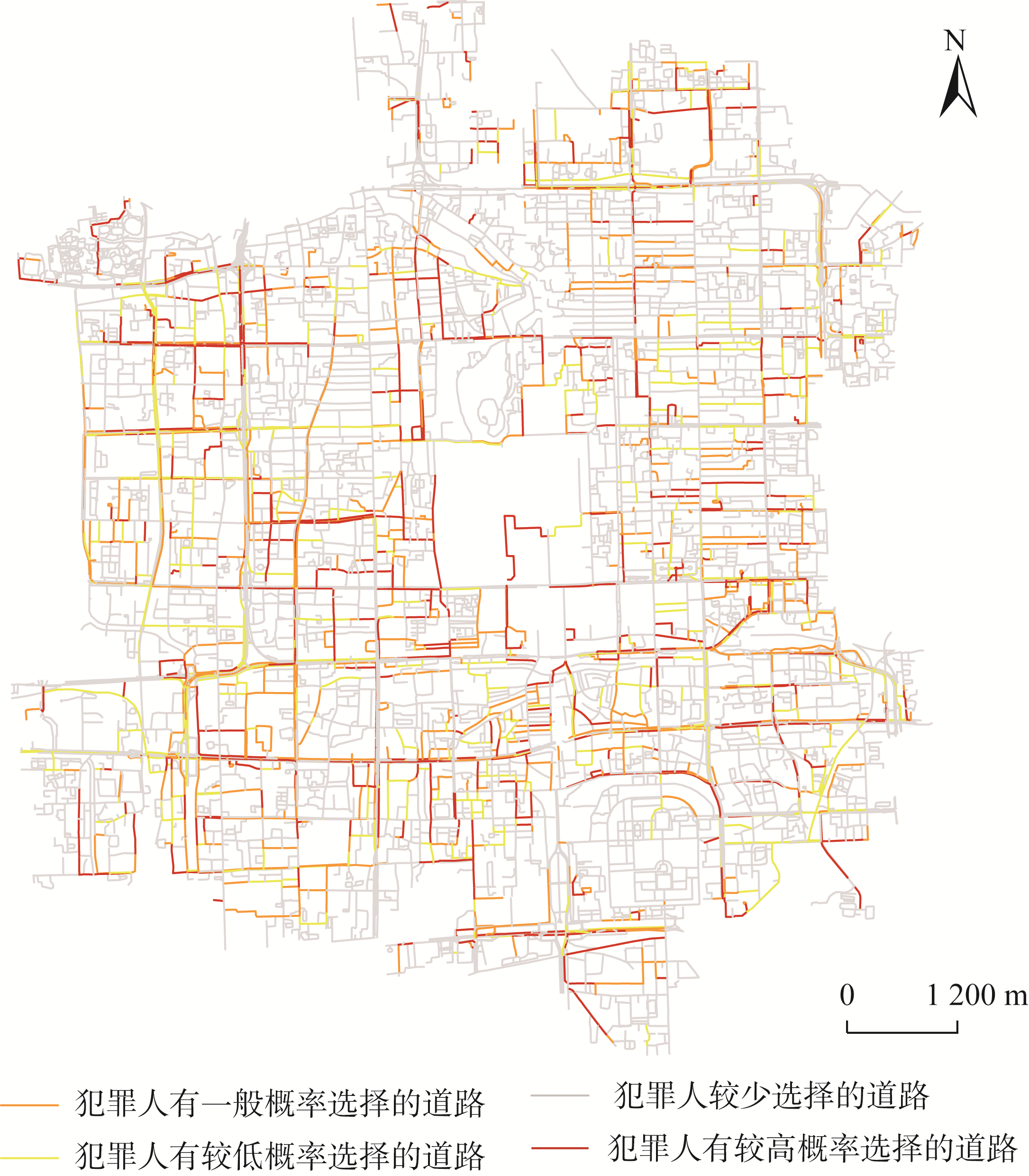 X市道路的犯罪选择度分布