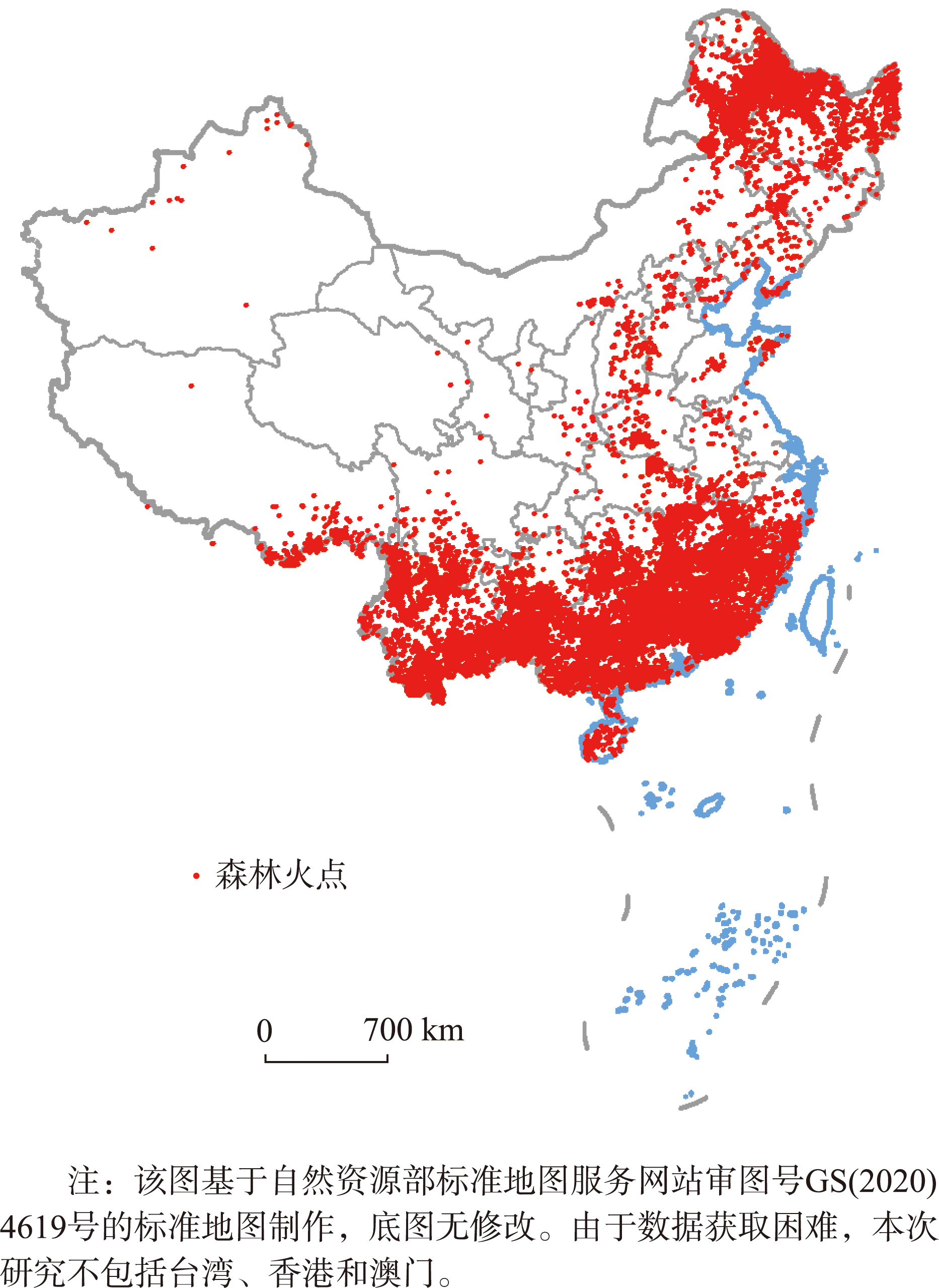 森林火点空间分布