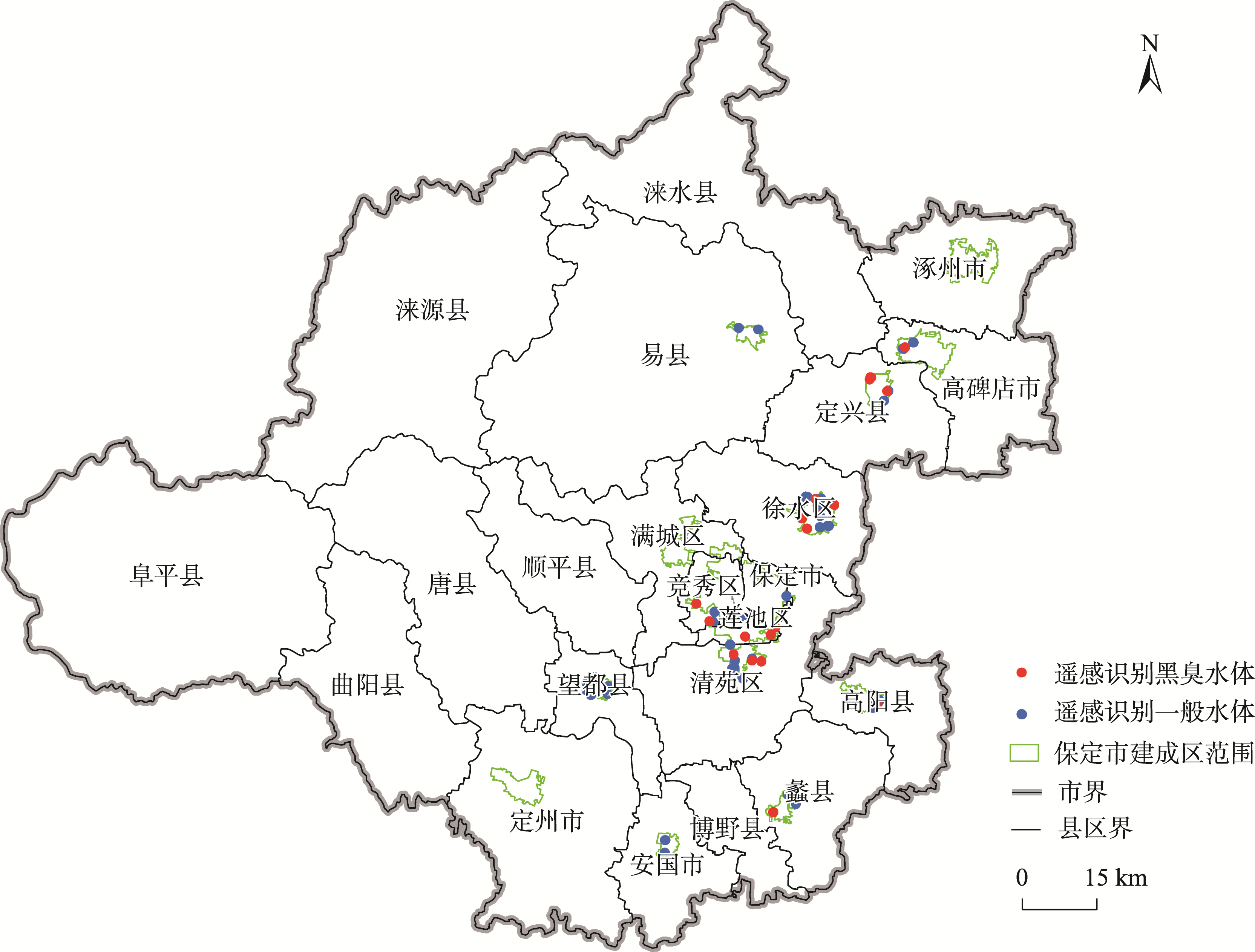 黑臭水体综合遥感识别结果