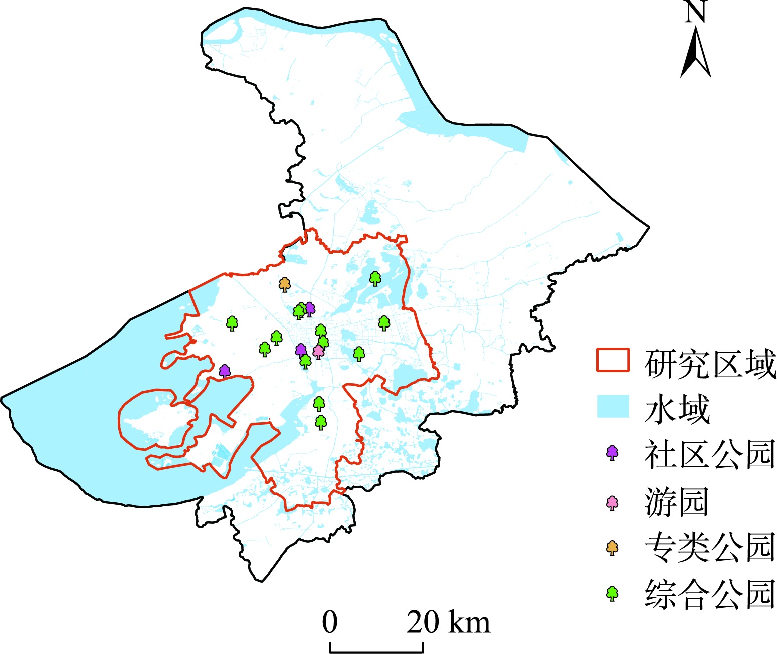 苏州市区公园绿地分布