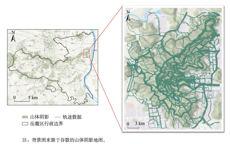 研究区域轨迹数据分布