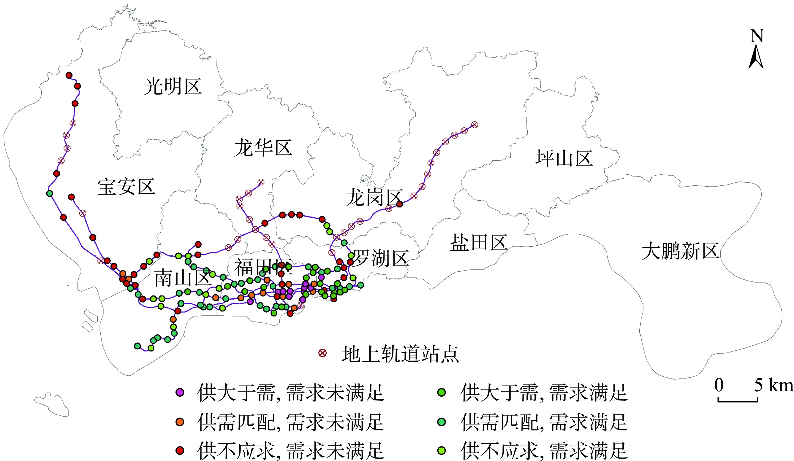 2018年深圳市轨道站点地铁-公交换乘水平评价结果