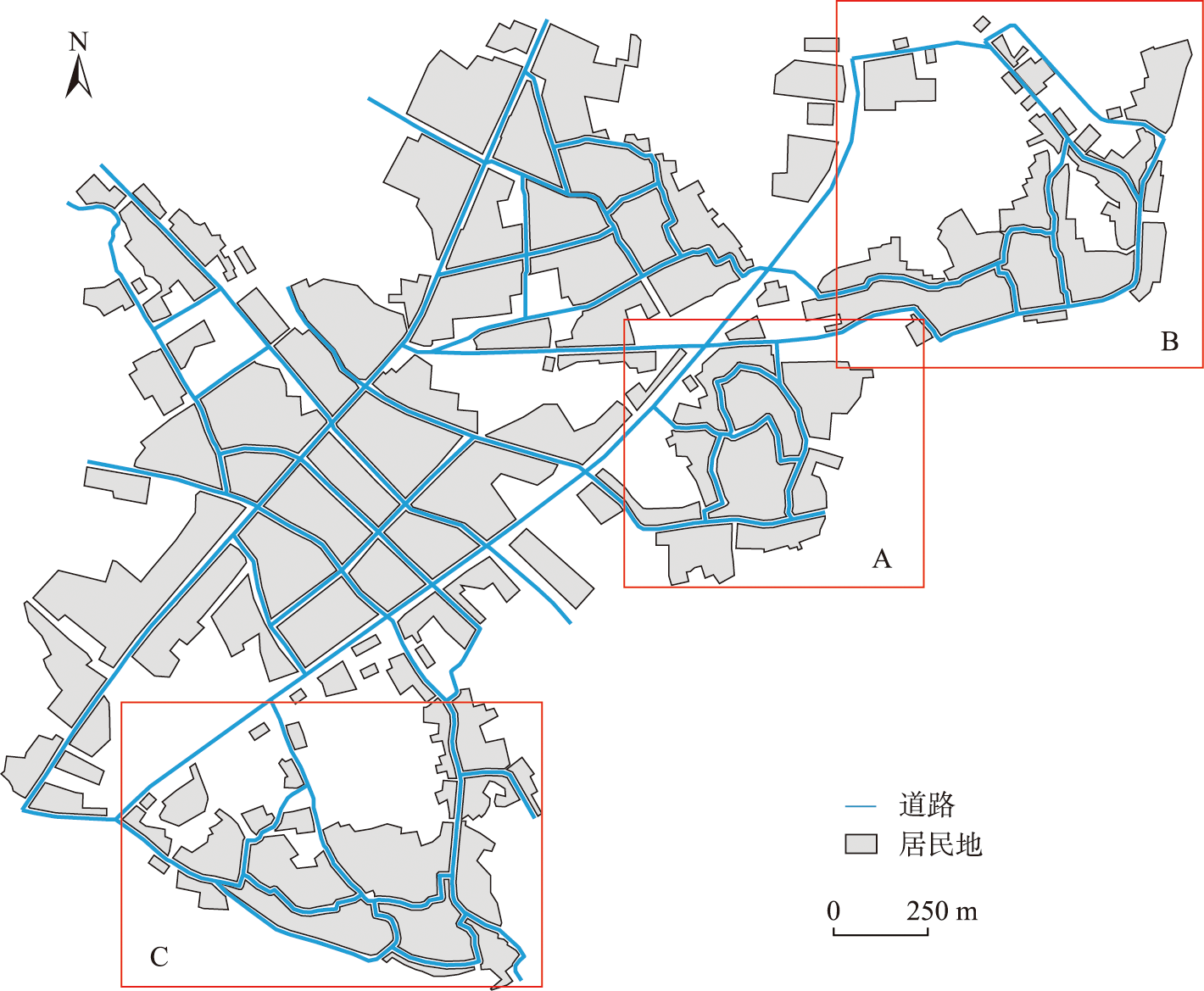 浙江省某地区1:5万道路与居民地实验数据