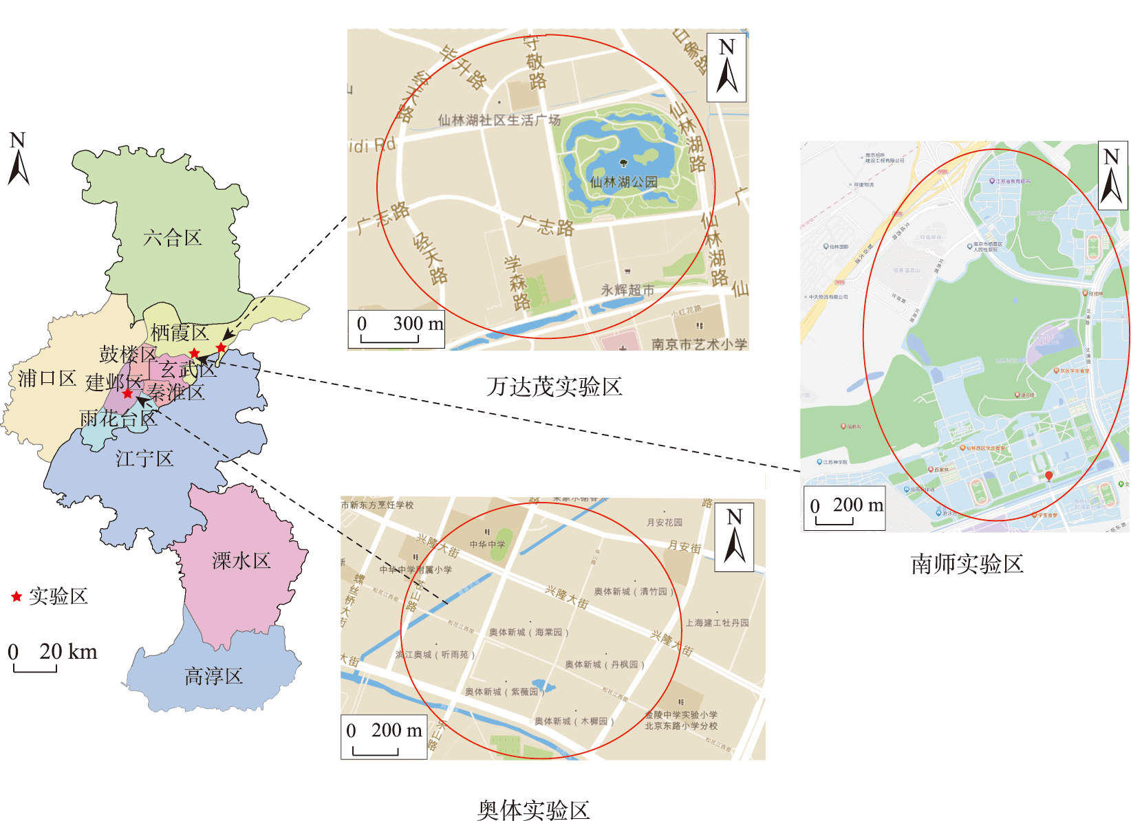 实验区位置分布