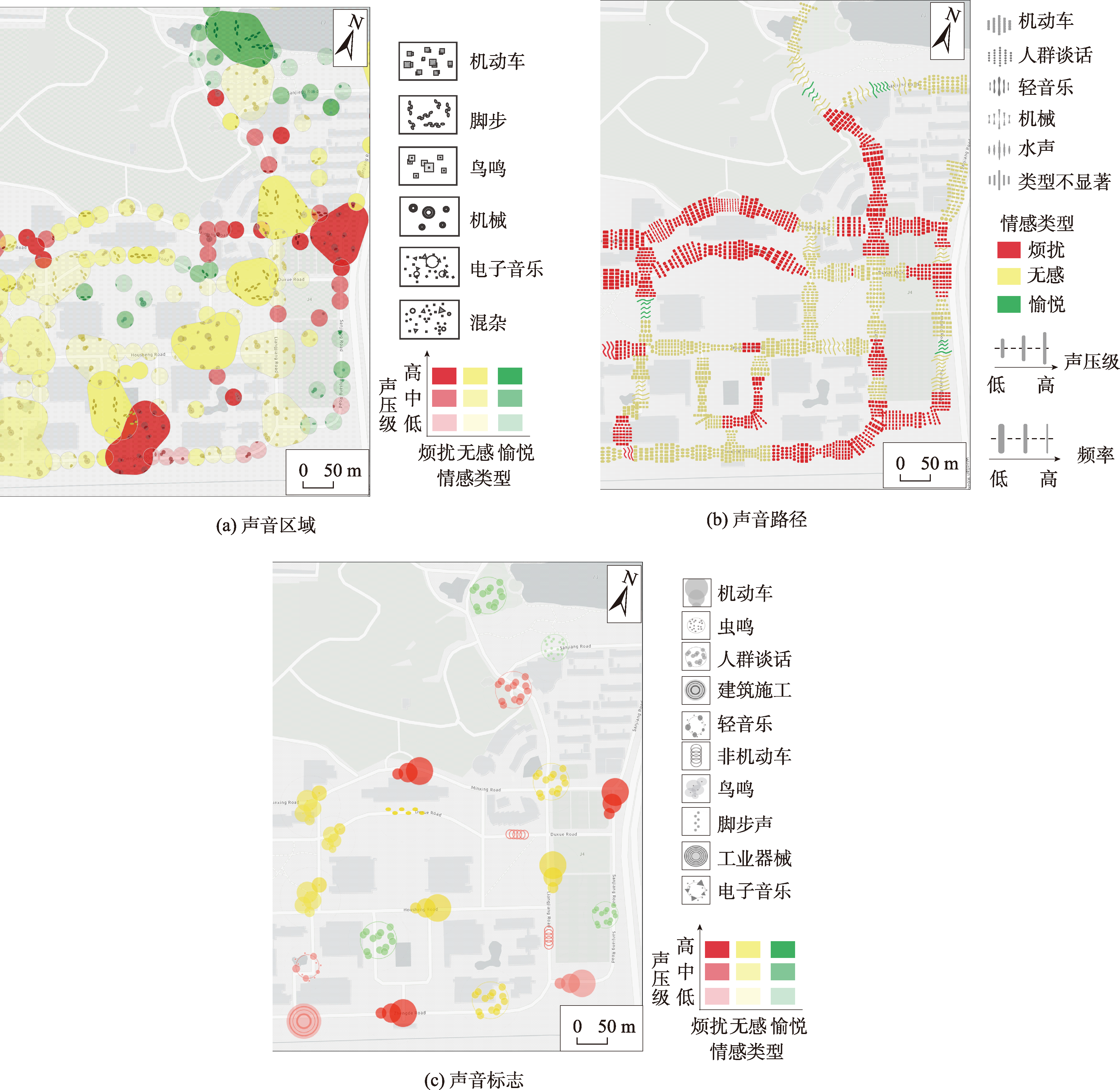 试验区声音区域、声音路径和声音标志符号化结果