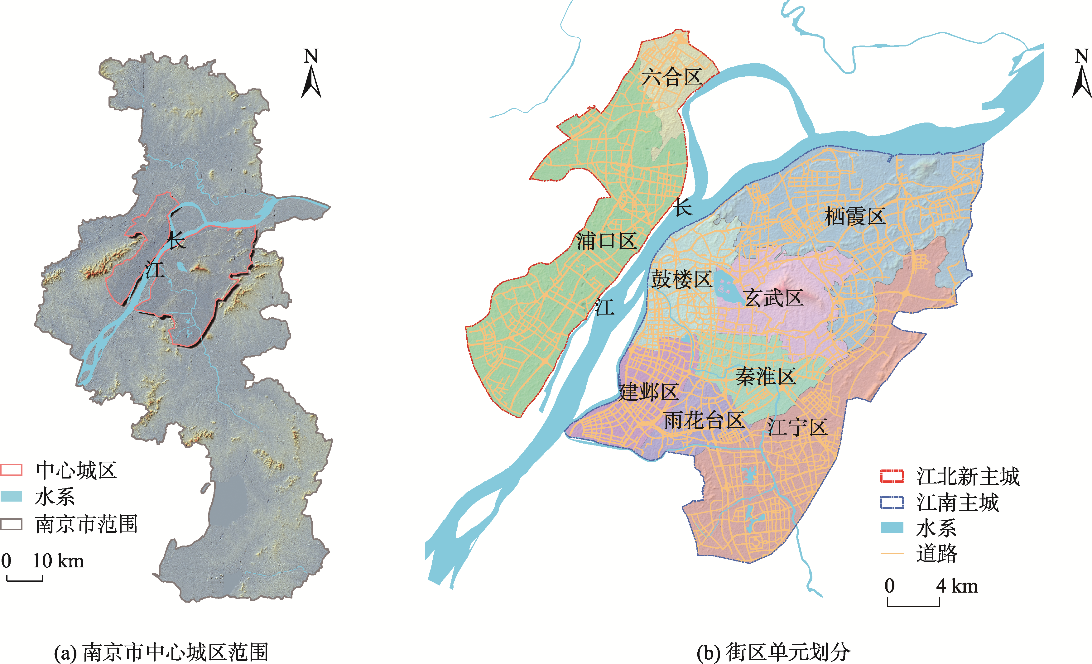 研究区行政区划及街区单元划分