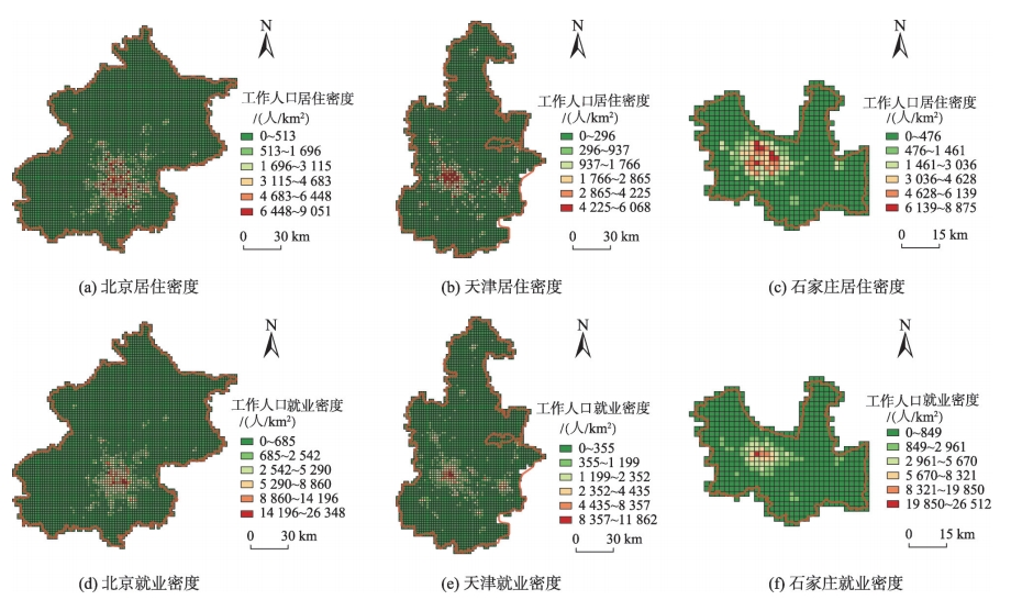 代表性城市市辖区的工作地和居住地分布现状